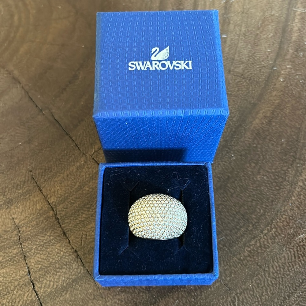 Swarovski Dome Rose Gold Crystal Cocktail Ring